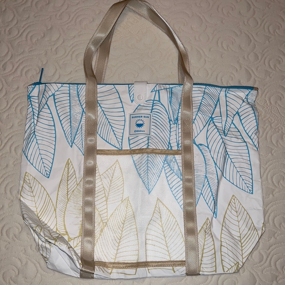 Leaf Print Waterproof Beach Bag Tote